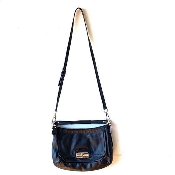 Coach Handbags - Coach Women's Black Leather Top Zip Satin Lined Crossbody Handbag 11.5"L X 8.5"H